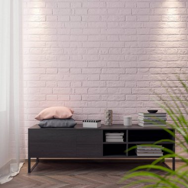 İç kısımda Mockup Poster, modern bir tasarımın 3B çizimi