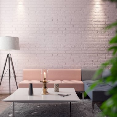 İç kısımda Mockup Poster, modern bir tasarımın 3B çizimi