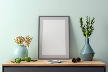 İç kısımda Mockup Poster, modern bir tasarımın 3B çizimi