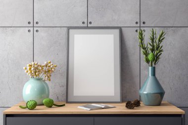 İç kısımda Mockup Poster, modern bir tasarımın 3B çizimi