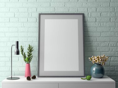 İç kısımda Mockup Poster, modern bir tasarımın 3B çizimi