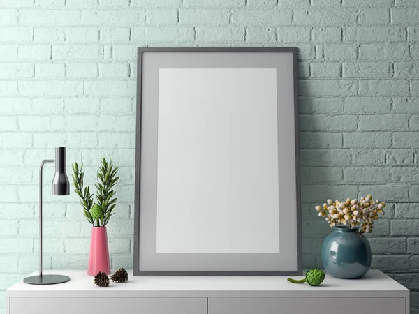İç kısımda Mockup Poster, modern bir tasarımın 3B çizimi