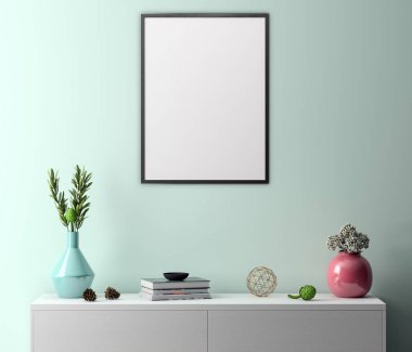 İç kısımda Mockup Poster, modern bir tasarımın 3B çizimi