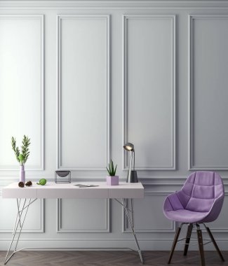 Poster çerçevesi içinde klasik tarz pembe renkler, 3d render, 3d resim içinde yukarı alay