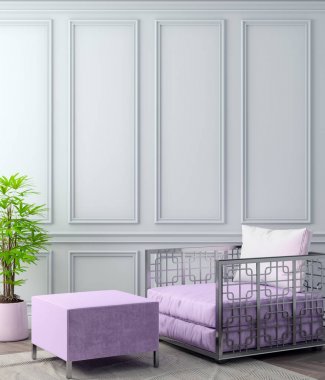 Poster çerçevesi içinde klasik tarz pembe renkler, 3d render, 3d resim içinde yukarı alay
