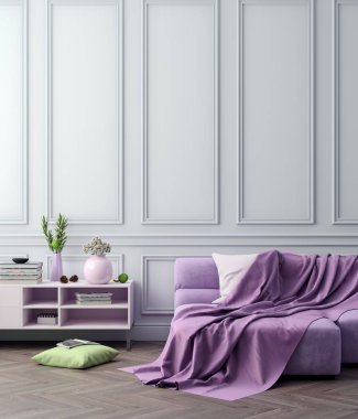 Poster çerçevesi içinde klasik tarz pembe renkler, 3d render, 3d resim içinde yukarı alay