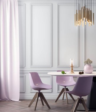 Poster çerçevesi içinde klasik tarz pembe renkler, 3d render, 3d resim içinde yukarı alay