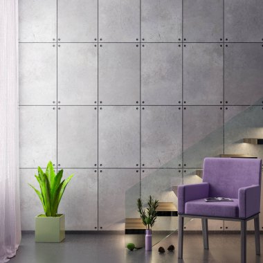 Poster çerçevesi arka planda hipster iç pembe renkler ve beton duvar, 3d render, 3d çizim kadar alay