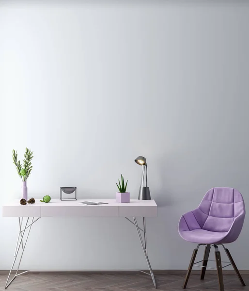 Poster çerçevesi arka planda hipster iç pembe renkler, İskandinav tarzı, 3d render, 3d çizim kadar alay