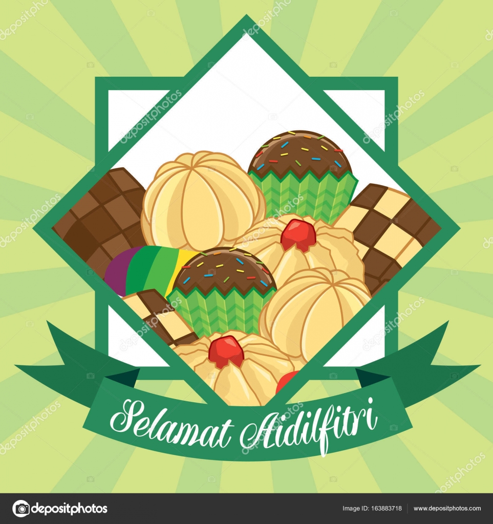 Hari Raya Aidilfitri Vector Illustration With Traditional Kuih Raya Caption Fasting Day Of Celebration Vector Image By C Animicsgo Vector Stock 163883718