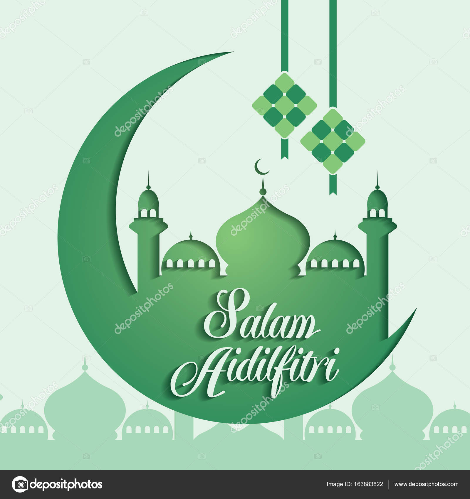 Selamat Hari Raya Aidilfitri vector illustration with 