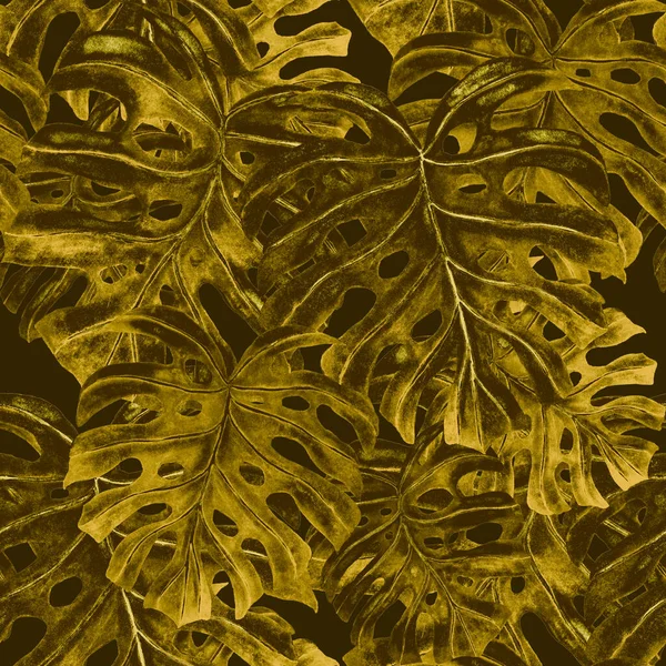 Сучасний Абстрактний Безшовний Візерунок Акварельними Тропічними Листям Текстильного Дизайну Ретро — стокове фото