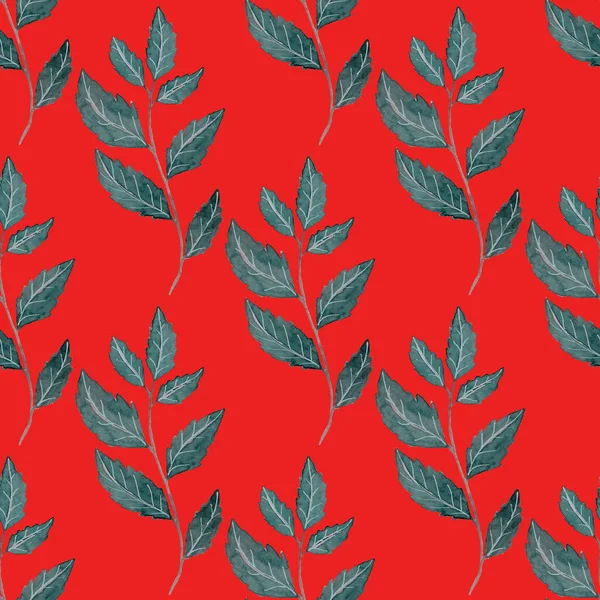 Watercolor seamless pattern with leaves. Bright summer or spring print for any purposes. Colorful hand drawn illustration. Vintage natural pattern. Organic background.