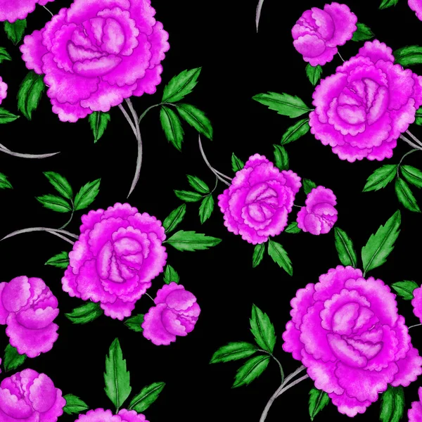 Ročník Akvarel Bezešvný Vzor Květinami Pro Dekoraci Designu Světlý Jarní — Stock fotografie