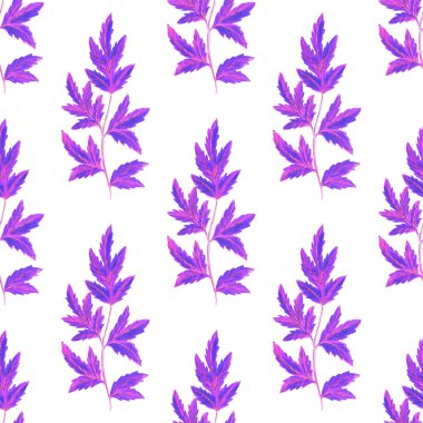 Yapraklı suluboya deseni. Herhangi bir amaç için parlak yaz ya da bahar baskısı. Renkli el çizimi çizimi. Klasik doğal model. Organik arkaplan.