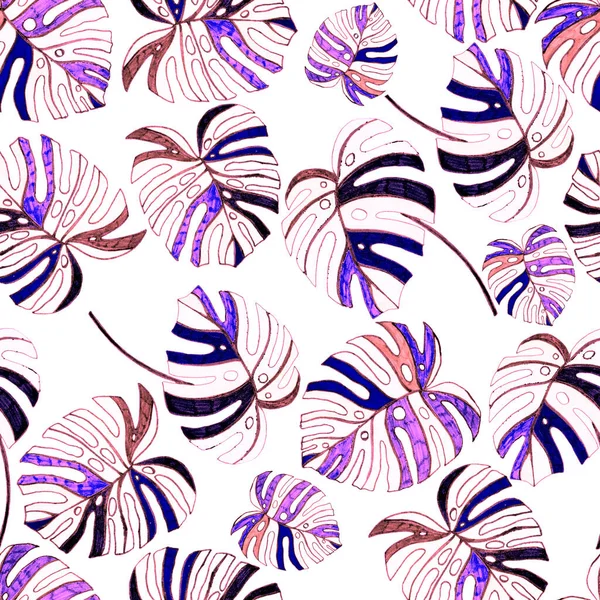 Modern Abstract Seamless Pattern Creative Colorful Tropical Leaves Design Retro — Stock Photo, Image