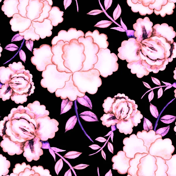 Patrón Sin Costura Acuarela Vintage Con Flores Para Diseño Decoración —  Fotos de Stock