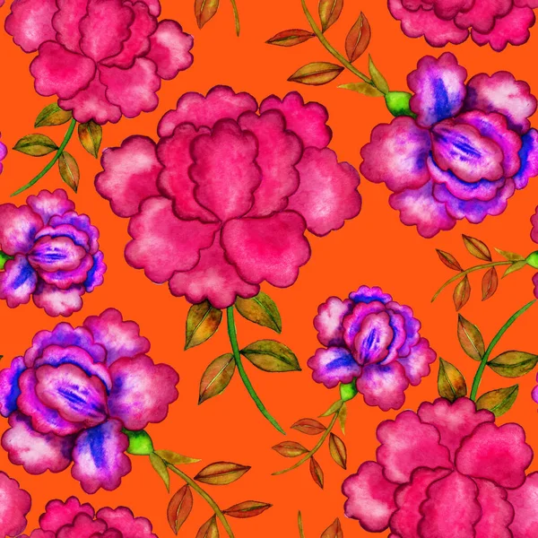 Vintage watercolor seamless pattern with flowers for decoration design. Bright spring or summer fashion print. Vintage wedding decor. Textile design.