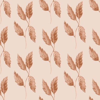 Yapraklı suluboya deseni. Herhangi bir amaç için parlak yaz ya da bahar baskısı. Renkli el çizimi çizimi. Klasik doğal model. Organik arkaplan.