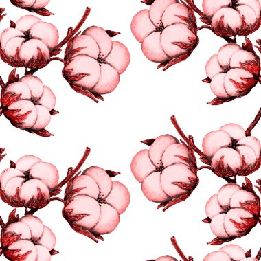 El yapımı çiçeklerle kusursuz desen: enginar, orkide, pamuk, haşhaş, lale, okaliptüs. Herhangi bir amaç için parlak bahar ya da yaz baskısı. Dekoratif çiçek deseni. Renkli doğa arkaplanı.