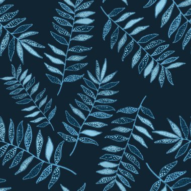 Tasarım için yaratıcı renkli tropikal yapraklara sahip modern soyut, pürüzsüz desen. Geçmişe dönük parlak yaz geçmişi. Orman yaprakları çizimi. Mayo botanik tasarımı. Antika egzotik baskı.