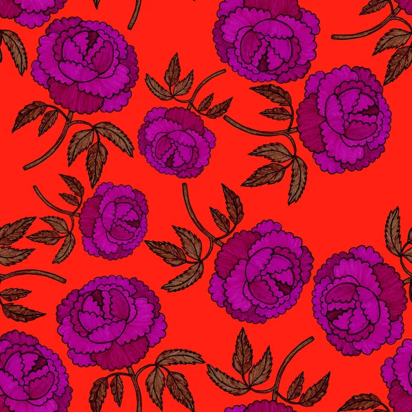 Kreatives Nahtloses Muster Mit Blumen Ethnischen Stil Blumenschmuck Traditionelles Paisley — Stockfoto