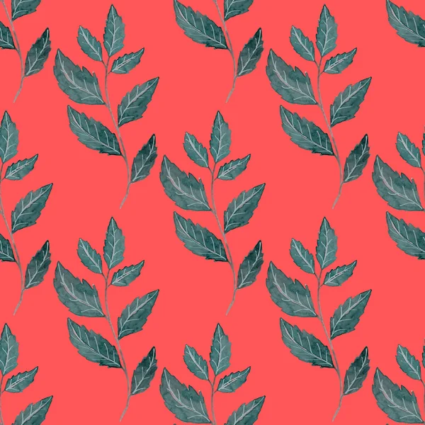 Watercolor seamless pattern with leaves. Bright summer or spring print for any purposes. Colorful hand drawn illustration. Vintage natural pattern. Organic background.