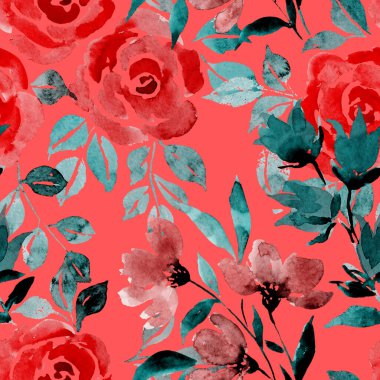 Çiçek buketli suluboya desenli. Klasik botanik çizimi. Her türlü tasarım için zarif bir dekorasyon. Renkli ve soyut çiçekli moda baskısı. Suluboya dokusu.