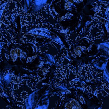 Çiçekler, yapraklar ve zincirlerle suluboya desenli, her amaçla yapılmış harika bir tasarım. Zarif çiçek desenli. Klasik yaz ya da bahar yüzey tasarımı. Moda tekstil dekorasyonu.