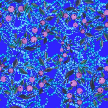 Çiçekler, yapraklar ve zincirlerle suluboya desenli, her amaçla yapılmış harika bir tasarım. Zarif çiçek desenli. Klasik yaz ya da bahar yüzey tasarımı. Moda tekstil dekorasyonu.