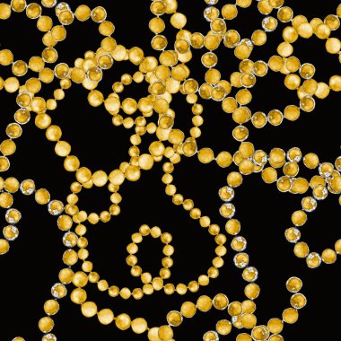 Zincirli suluboya desen. Elle çizilmiş metal mücevherli zarif moda baskısı. Klasik lüks yüzey tasarımı. Herhangi bir tasarım için suluboya süsleme.