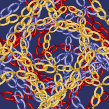 Zincirli suluboya desen. Elle çizilmiş metal mücevherli zarif moda baskısı. Klasik lüks yüzey tasarımı. Herhangi bir tasarım için suluboya süsleme.