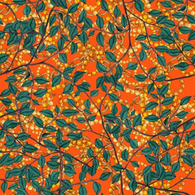 Çiçekler, yapraklar ve zincirlerle suluboya desenli, her amaçla yapılmış harika bir tasarım. Zarif çiçek desenli. Klasik yaz ya da bahar yüzey tasarımı. Moda tekstil dekorasyonu.