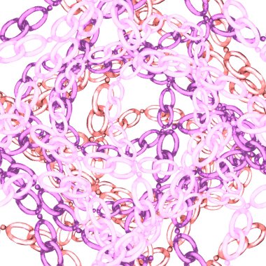 Zincirli suluboya desen. Elle çizilmiş metal mücevherli zarif moda baskısı. Klasik lüks yüzey tasarımı. Herhangi bir tasarım için suluboya süsleme.
