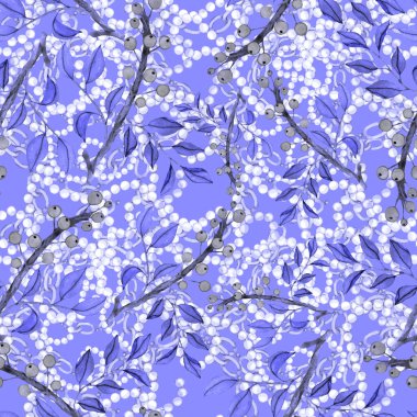 Çiçekler, yapraklar ve zincirlerle suluboya desenli, her amaçla yapılmış harika bir tasarım. Zarif çiçek desenli. Klasik yaz ya da bahar yüzey tasarımı. Moda tekstil dekorasyonu.