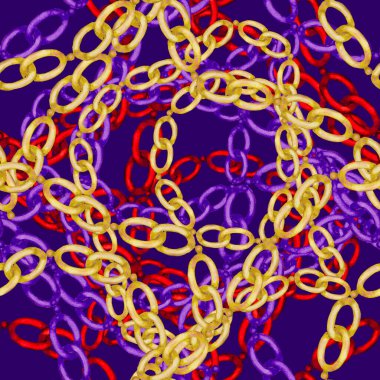Zincirli suluboya desen. Elle çizilmiş metal mücevherli zarif moda baskısı. Klasik lüks yüzey tasarımı. Herhangi bir tasarım için suluboya süsleme.