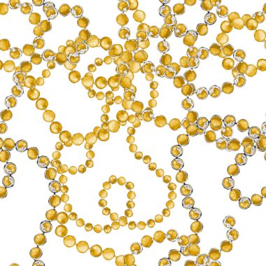 Zincirli suluboya desen. Elle çizilmiş metal mücevherli zarif moda baskısı. Klasik lüks yüzey tasarımı. Herhangi bir tasarım için suluboya süsleme.