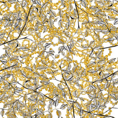 Çiçekler, yapraklar ve zincirlerle suluboya desenli, her amaçla yapılmış harika bir tasarım. Zarif çiçek desenli. Klasik yaz ya da bahar yüzey tasarımı. Moda tekstil dekorasyonu.