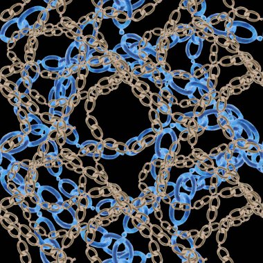 Zincirli suluboya desen. Elle çizilmiş metal mücevherli zarif moda baskısı. Klasik lüks yüzey tasarımı. Herhangi bir tasarım için suluboya süsleme.