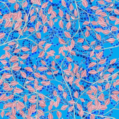 Çiçekler, yapraklar ve zincirlerle suluboya desenli, her amaçla yapılmış harika bir tasarım. Zarif çiçek desenli. Klasik yaz ya da bahar yüzey tasarımı. Moda tekstil dekorasyonu.