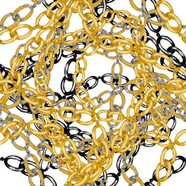 Акварель Безшовний Візерунок Ланцюжками Елегантний Модний Принт Металевими Прикрасами Намальованими — стокове фото