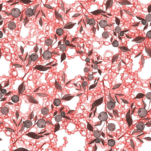 Retro Aquarell Nahtlose Muster Mit Blumen Blättern Und Ketten Tolles — Stockfoto