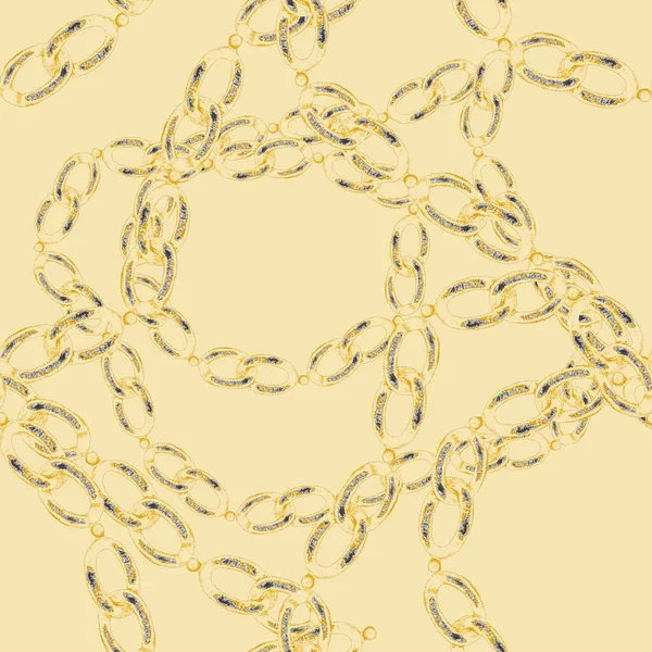 Watercolor Seamless Pattern Chains Elegant Fashion Print Hand Drawn Metal — Stock Photo, Image