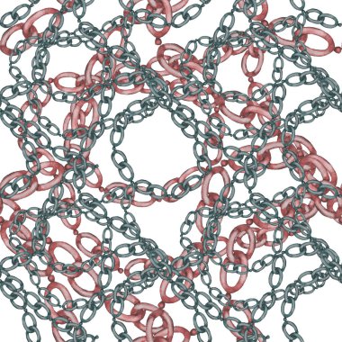 Zincirli suluboya desen. Elle çizilmiş metal mücevherli zarif moda baskısı. Klasik lüks yüzey tasarımı. Herhangi bir tasarım için suluboya süsleme.