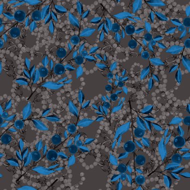 Çiçekler, yapraklar ve zincirlerle suluboya desenli, her amaçla yapılmış harika bir tasarım. Zarif çiçek desenli. Klasik yaz ya da bahar yüzey tasarımı. Moda tekstil dekorasyonu.