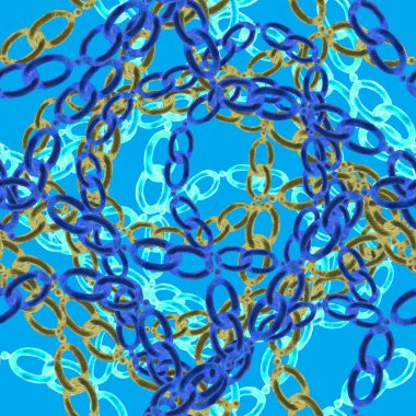 Zincirli suluboya desen. Elle çizilmiş metal mücevherli zarif moda baskısı. Klasik lüks yüzey tasarımı. Herhangi bir tasarım için suluboya süsleme.