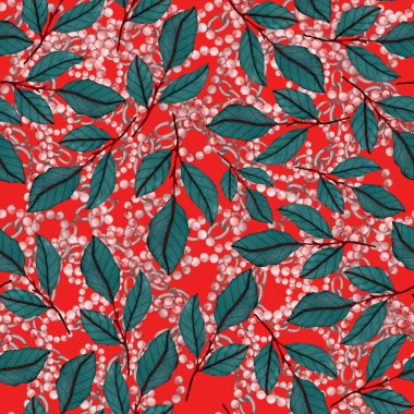 Çiçekler, yapraklar ve zincirlerle suluboya desenli, her amaçla yapılmış harika bir tasarım. Zarif çiçek desenli. Klasik yaz ya da bahar yüzey tasarımı. Moda tekstil dekorasyonu.