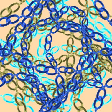 Zincirli suluboya desen. Elle çizilmiş metal mücevherli zarif moda baskısı. Klasik lüks yüzey tasarımı. Herhangi bir tasarım için suluboya süsleme.