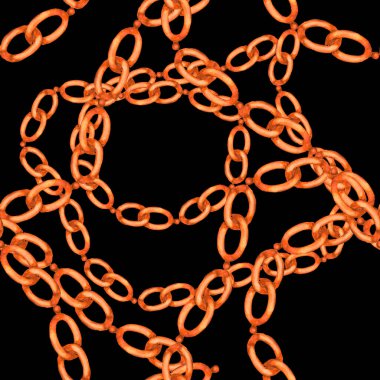 Zincirli suluboya desen. Elle çizilmiş metal mücevherli zarif moda baskısı. Klasik lüks yüzey tasarımı. Herhangi bir tasarım için suluboya süsleme.