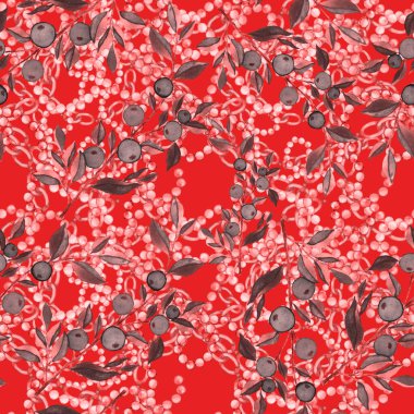 Çiçekler, yapraklar ve zincirlerle suluboya desenli, her amaçla yapılmış harika bir tasarım. Zarif çiçek desenli. Klasik yaz ya da bahar yüzey tasarımı. Moda tekstil dekorasyonu.